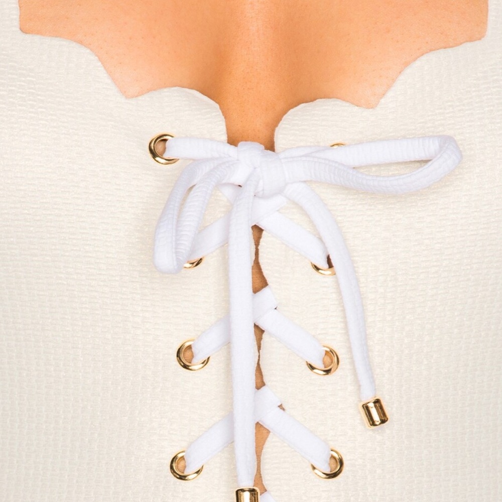 Marisa Swim Reversible White Metallic Limited Edition PALM SPRINGS TIE MAILLOT - Picture 6 of 15
